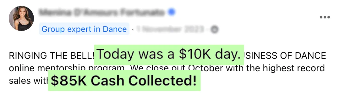 Menina — dance coaching income
