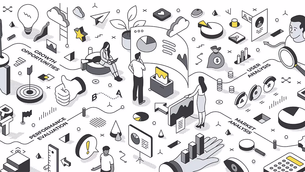 Isometric illustration of a course creator receiving feedback from founding members, depicting the iterative process of refining online courses based on user input